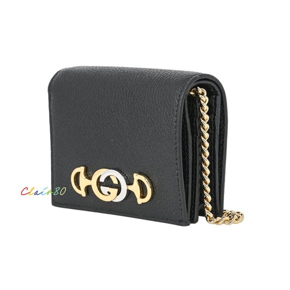 Gucci Zumi Grainy Leather Chain Card Case Wallet - Picture 3 of 8